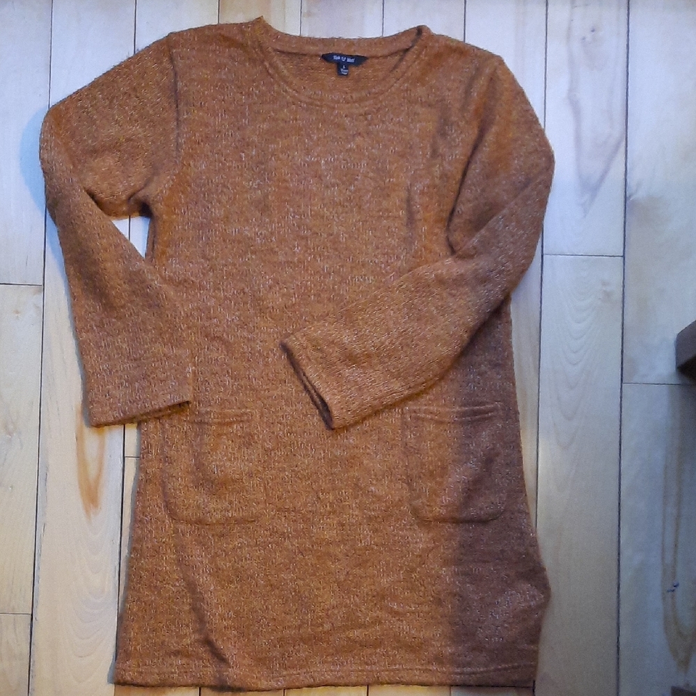 Cozy Knit Sweater Dress in Warm Brown